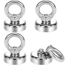 Wukong Pack of 4 Strong Magnetic Hooks, 19 kg Magnetic Hooks, Extra Strong, 25 mm Neodymium Magnets, Small Magnetic Hooks, Eyelet Magnet with Hooks for Kitchens, Garages and Offices