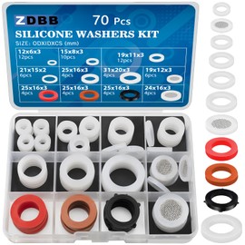 ZDBB 70 Pcs Plumbing Silicone Gasket Assortment Kit VMQ Silicone Washer Food Grade for Assorted Shower Head Garden Hose High Temperature Hot Plumbing Pipes Fittings Seal Repair