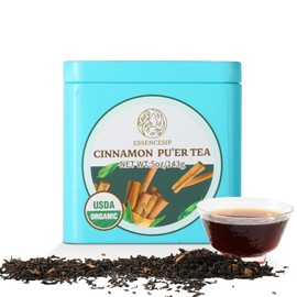Essencesip Cinnamon Pu-erh Tea Loose Leaf, 5oz Tin – Spiced Puerh Blend with Warm Cinnamon Aroma, Smooth and Sweet Finish, Ideal for Hot Brewing
