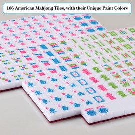YANMEIYA American Mahjong Tile Set 1.6-inch Mahjong Tile Set Pink Acrylic American Mahjong Set 166 Mahjong Tiles and Gift Mahjong Box