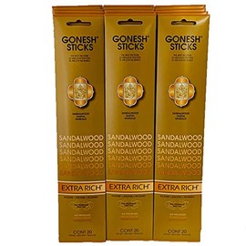 Gonesh Incense Sticks: Sandalwood 12 Pack (20 Sticks/Pack)