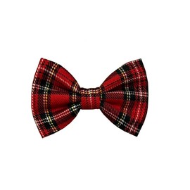 New Dogs Bow Tie Tartan woven Elastic Band attach COLLAR ACCESSORY Handmade UK (Medium Mini Red Royal Stewart)