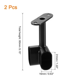 uxcell 2Pcs 1.22 x 0.63 Closet Rod Support Bracket, Rod Holder Wardrobe Accessories Clothes Rail Seat for Bedroom Bathroom, Black
