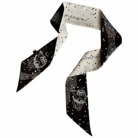 Purse Scarf Silk Hair Scarf for Handbags – A Double-Sided Fashion Skinny Scarves for Women Works as a Silk Headband Hair Ribbon Thin Neck Wrap Bag Handle Tie or Belt Accessory, Zodiac sign GEMINI