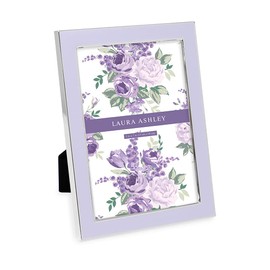 Laura Ashley 5x7 Lavender Enamel Picture Frame, Silver Metal Edge with Easel, for Countertop, Counterspace, Tabletop Display, Bookshelf, Desk, Wall Décor, Photo Gallery (5x7, Lavender W/ Silver)