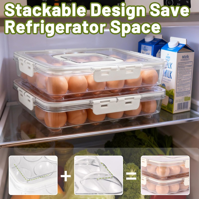RoskDeewat Deviled Egg Containers with Lid, 2 Pack Thick Clear