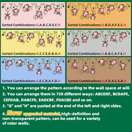 Suplanet Monkey Wall Stickers Jungle Wall Decor Safari Wall Decals for Kids Baby Boys Room Nursery Wall Decor Home Decoration for Bedroom Playroom