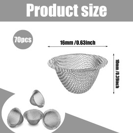 70 Stück Konische Mesh Schüsselsiebe, Mini Edelstahlsieb Siebfilter, 16mm Metallsieb Filtersieb Selbstverstellbare, Mini Sieb Drahtgeflechtfilter für Haushalt, Industrie, Labor
