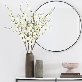 Krissing 4 Pcs Cherry Blossom Branches 39” Tall Artificial Cherry Blossom Stems White Faux Cherry Blossom Flowers Arrangements for Vase Home Wedding Table Spring Decor