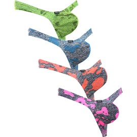 IKINGSKY - Tanga de camuflaje para hombre, bolsa grande, parte trasera en T debajo de las bragas para mejorar la ropa interior (tamaño mediano, paquete de 4-B-), 4 Pack-B, M