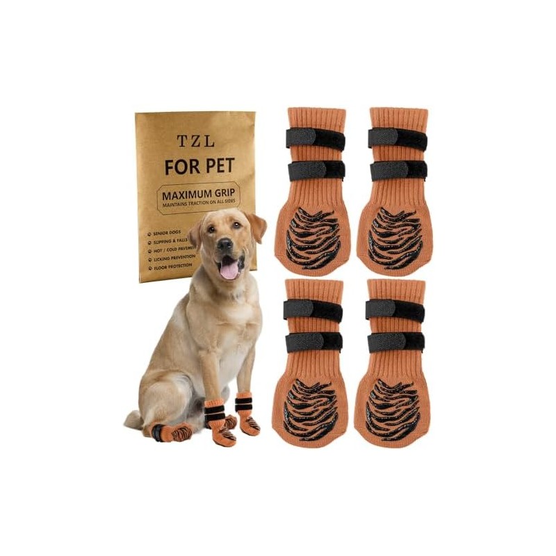 TZL Calcetines Antideslizantes para Perros con Doble Agarre para Suelos