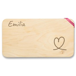 Breakfast Board Natural Wood - Heart Gift Love I Heart I Heart Name I Mother's Day I Father's Day I Birthday I Grandma I Grandpa I Mum I Dad - 22 x 12 - Wooden - Board Made of Stullenbretter Boards