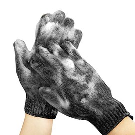 MIG4U - Guantes exfoliantes de ducha para mujeres y hombres, tamaño mediano a pesado, elimina la piel muerta, esponja de belleza, esponja de lufa, lim