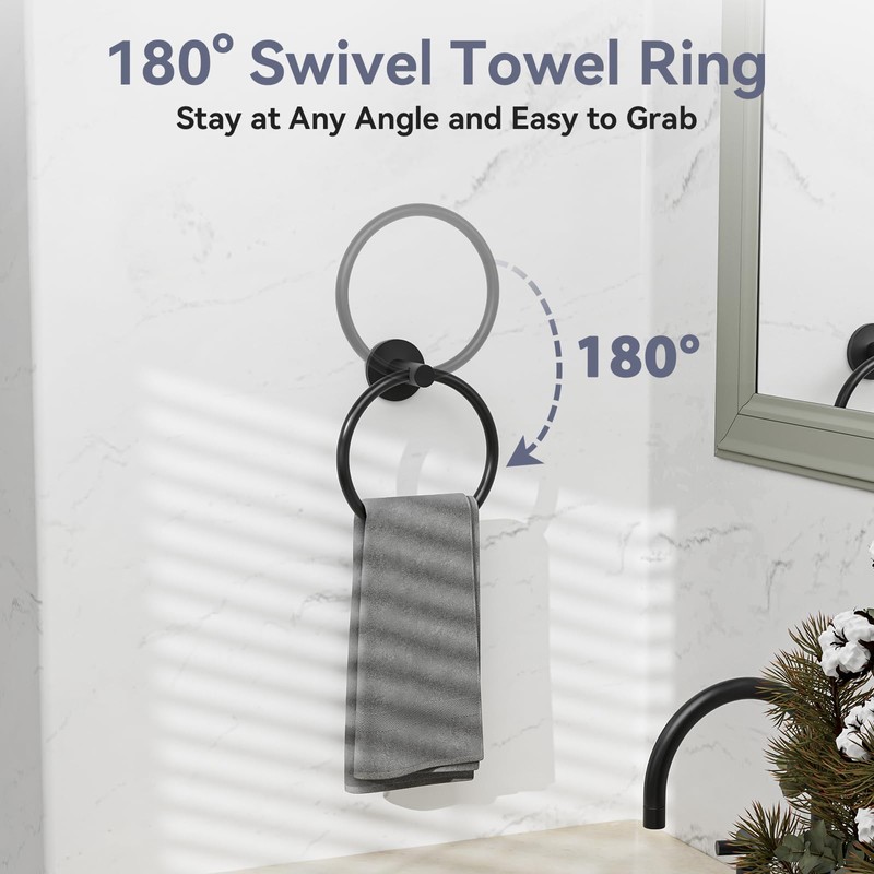 Bubxo Matte Black Towel Bar Set, 24 Inch Bathroom Hardware