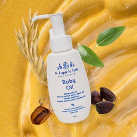 A Tapir's Tale Baby Oil -Gentle Plant-Based Baby Oil with Squalane and Rice Bran for Soft, Healthy Skin - Hypoallergenic, Paraben & Colouring Free -Made in Japan- 3.38 fl oz (Pack of 1)
