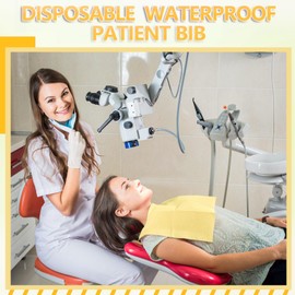 50 PCS Dentist Bibs Disposable Dental Patient Bibs 13" x 18", 3 Ply Dental Napkins Tattoo Bib Sheets Nail Table Towel Waterproof for Dental Clinic, Tattoo Shop and Beauty Salon - Yellow
