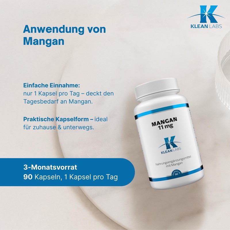 Klean Labs - Manganese 11mg - 90 Capsules - Vegan,