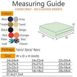 FLYMEI - Fundas de cojín de patio de 20 x 20 x 2 pulgadas, impermeables, para exteriores, 4 unidades, fundas de cojín de asiento al aire última intervensión, para sofá de silla de ratán al aire última