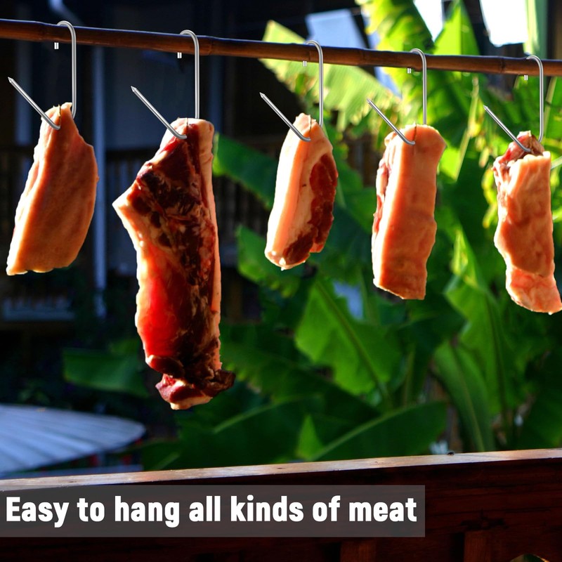 Teenyyou 6pcs Pit Barrel Cooker Meat Hooks, Stainless Steel Smoker