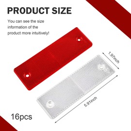 Zikefest 16PCS Red/White Safety Reflectors, ABS Self Adhesive Trailer Warning Reflectors with Mounting Hole, Universal for Truck, RVs, Motorcycle, Cars, Bus