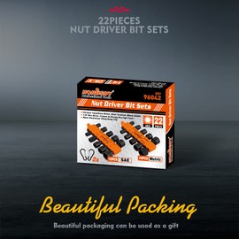 HORUSDY 22-Piece Power Nut Driver Set for Impact Drill, SAE and Metric, 1/4” Hex Head Drill Bit Set