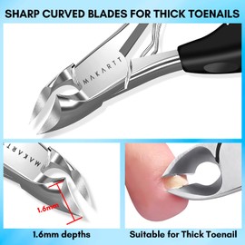Makartt Toenail Clippers, 5-in-1 Stainless Steel Nail Clipper Set for Thick or Ingrown Toenails, Professional Removal Kit for Men, Women & Seniors | Makartt