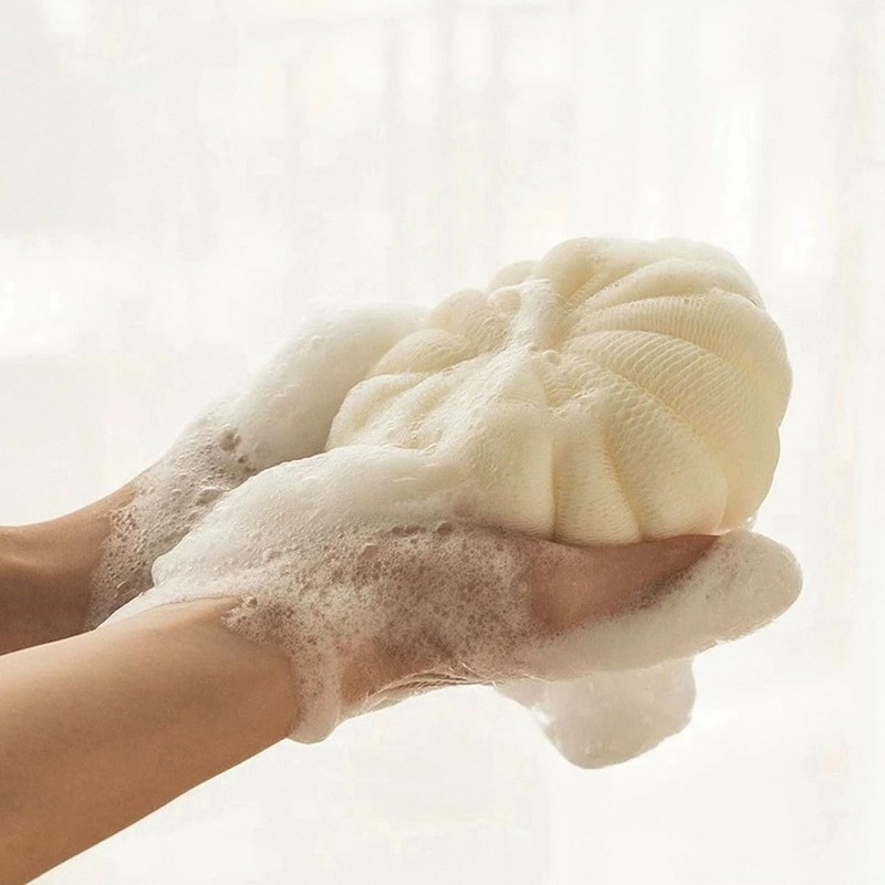 Esponjas Exfoliantes Beige para Baño con Cuerda y Diseño de