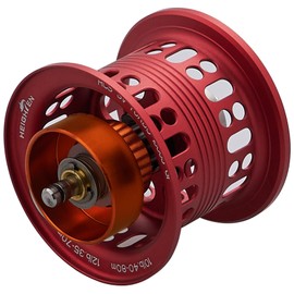 HEIGHTEN BOOST Bait Reel Spool with 2 Levels Movable Daiwa Bait Reel Replacement Spool with Bearings for Tees/ Gillion/ Ryoka/ Mozan/ Silver Wolf (NMB Stainless Bearing Built-In - Red) (1152)