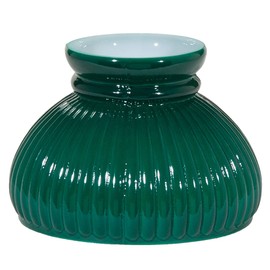 B&P Lamp® 6" Dark Green Cased Glass Ribbed Student Lamp Shade for Vintage Style Lamps
