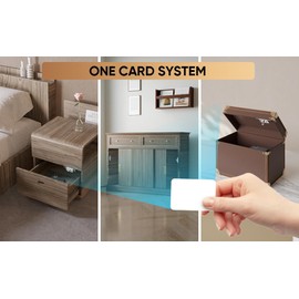 BAWOSS Smart Bluetooth Cabinet Locks Hidden,Safety RFID Kid Keyless Drawer Locks for Adults Children Proof,TTlock APP Compatible with Alexa & Google Home Smart Lock Cupboard,No Drilling,NFC,Card,Key