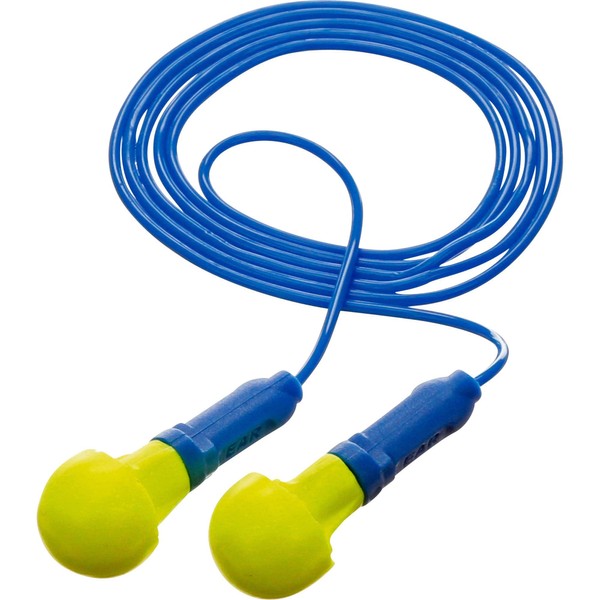 E-A-R Push-Ins Corded Earplugs, Blue Stem, Yellow (3181003)
