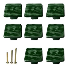 M MIMHOOY 8 Pack Green Cabinet Knobs & Drawer Pulls - Square, 3 Sizes of Screws