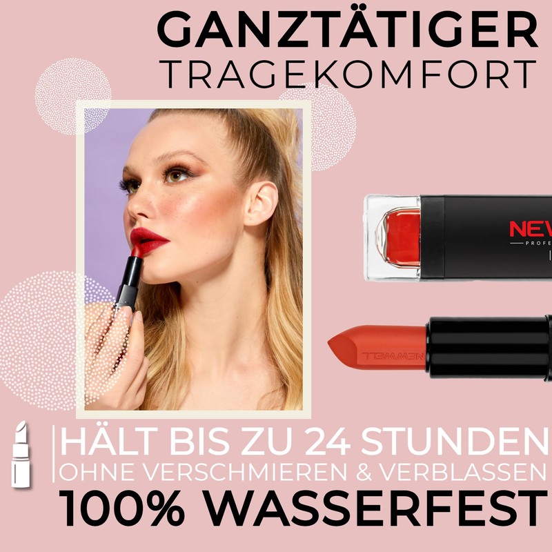 NEW WELL Matte Lipstick, Colour-Intensive, Comfortable to Use, Lasts 24