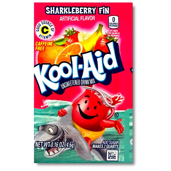 Sharkleberry Fin Kool Aid, Powdered Drink Mix, Package of 48