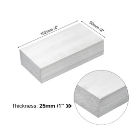 sourcing map Square Aluminium Flat Bar, 1 Inch Thickness 2 Inch Width 4 Inch Length Square Aluminium Rod 6061 Aluminium Flat Plate 25 x 50 x 102 mm T6511