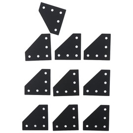 Fudeshe 10 PCS Joint Plate,5-Hole Black Connector Plate, 90 Degree Joint Board Plate, L Shape Aluminum Profile Connector Outside Joining Plate for Aluminum Profile 3D Printer Frame