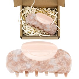 COZYISLE Large Claw Clips for Thick Hair for Women Girls Jumbo Acetate Hair Catch Barrettes Strong Hold French Designed Hair Jaw Clamps for Thick Long Hair (Pink)