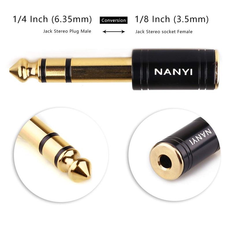 NANYI 1/4'' Male to 1/8'' Female Stereo Headphone Adapter Connect