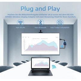 Wireless HDMI Adapter Dongle, 4K Wireless Display Dongle für TV, Full HD Miracast HiFi HDMI Dongle, Streaming Videos Screen from Android/OS/Windows/Mac OS Laptop,Phone,Tablet,PC,HDTV Monitor/Projektor