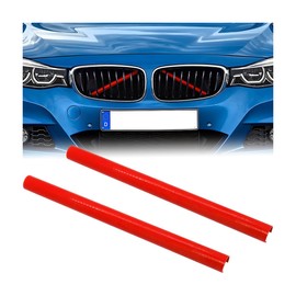 JNNJ 2 Pieces Radiator Grille Insert, Car Front Grille Cover Decoration Trim, Front Radiator Grille Insert V Struts Trim Strips, Sport Style Decoration Trim Radiator Grilles Accessories(Red)
