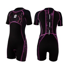 Summshall Kids Wetsuit 2.5mm Shorty One Piece Children Wetsuits UV Protection Back Zip Thermal Swimsuits for Boys Girls Keep Warm Stretch Diving Suit for Water Sport