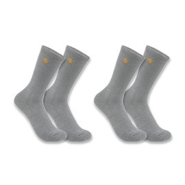 Carhartt Men's SC2252M Force® Midweight Crew Sock 2-Pack - X-Large - Heather Gray