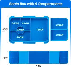 MSSWFSG Bento Box for Kids & Toddlers, Small Lunch Box with 6 Compartments, BPA-Free, Leak-Proof Snack Containers for Boys & Girls Aged 3+, Back to School