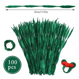 100 PCS Chenille Stem, Bump Chenille Stems, Green Pipe Cleaners Crafts Supplies for DIY Arts Crafts Decorations