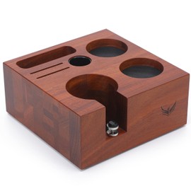 KNODOS 58mm Espresso Accessories Organizer Premium Rosewood Espresso Tamping Station Coffee Tool Stand for Tamper, Portafilter, Funnel, WDT, RDT Bottle Barista Espresso Setup Kit Box