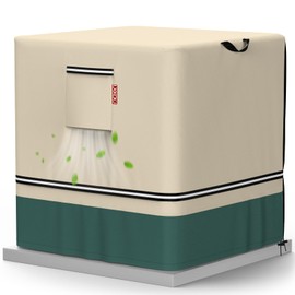 LXKCKJ Air Conditioner Cover for Outside Units - 420D Heavy-Duty Waterproof Winter AC Cover, All-Weather Protection for HVAC Condenser Units, Fits 32''LX32''WX36''H Outdoor AC Unit(Beige&Green)