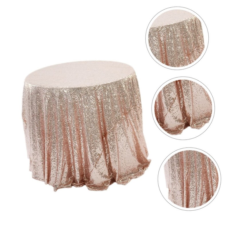 LIFKOME 1pc Rose Gold Sequin Tablecloth Decorative Table Cover for