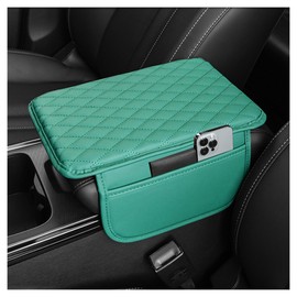 Upgraded Car Center Console Cover,Microfiber Leather Car Armrest Cover Cushion with 2 Storage Bags,Universal Car Armrest Storage Box Car Interior Accessories for Most Vehicles (Turquoise)