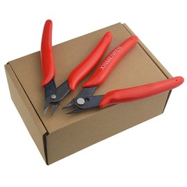 XINMEIWEN 2 x flush cutter, precision electronic wire cutter, mini cutting pliers for ultra-fine cutting needs (red)