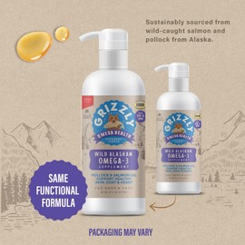 Grizzly Pet Products Omega Health Liquid Omega-3 Supplement for Dogs and Cats, 16 Ounce Bottle